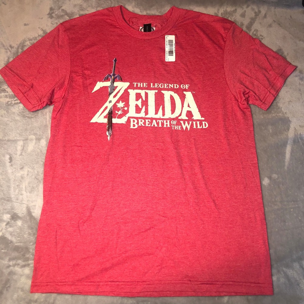 Nintendo Legend of Zelda Breath of the Wild T-Shirt Mens Medium Red Master Sword